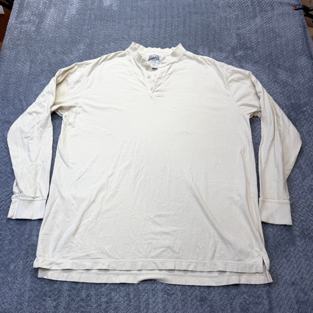 Cabelas‎ Henley Shirt Mens XL Tall Relaxed Cream 100% Cotton Long Sleeve Outdoor